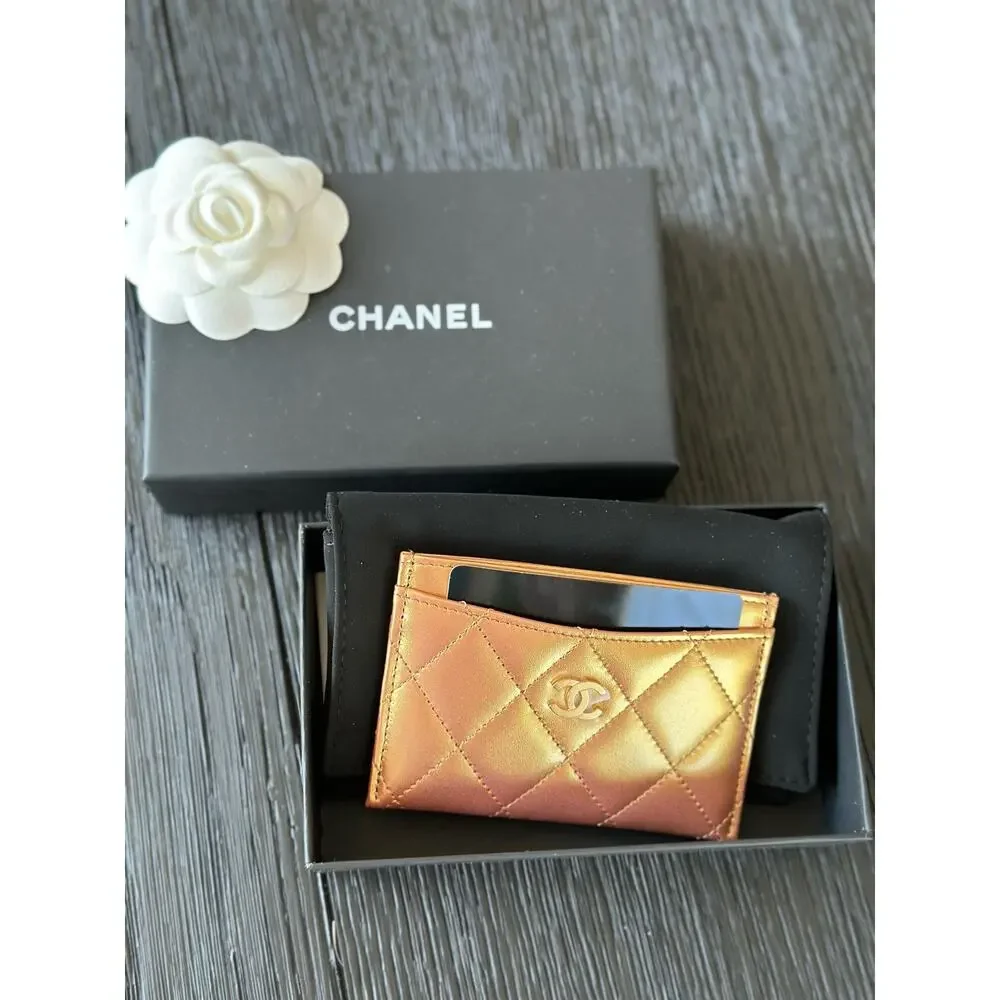 Chanel NWT gold  metalic cardholder wallet